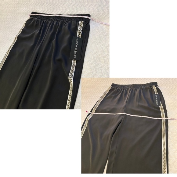 NWT Modern Works Wide Leg Pants with Chain Print Detail Size Medium - Picture 10 of 15